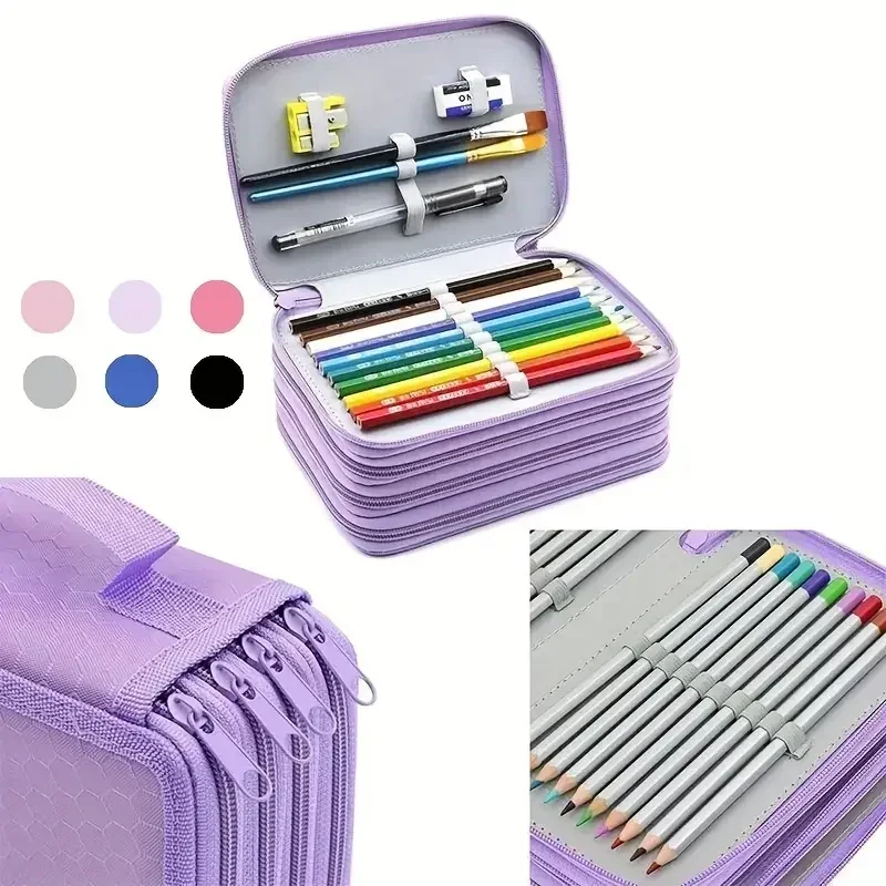 72 Holes 4 Layers Pencil Case Portable Large Capacity Multifunction Pencil Bag with Zipper Pocket Art School Stationery Supplies thumbnail 3