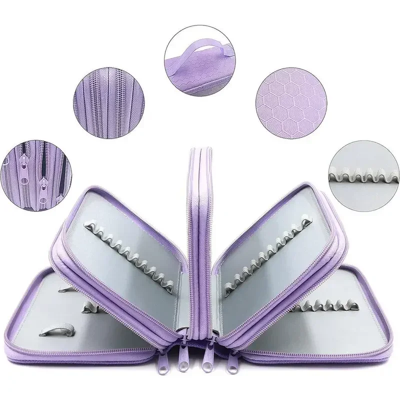72 Holes 4 Layers Pencil Case Portable Large Capacity Multifunction Pencil Bag with Zipper Pocket Art School Stationery Supplies thumbnail 5