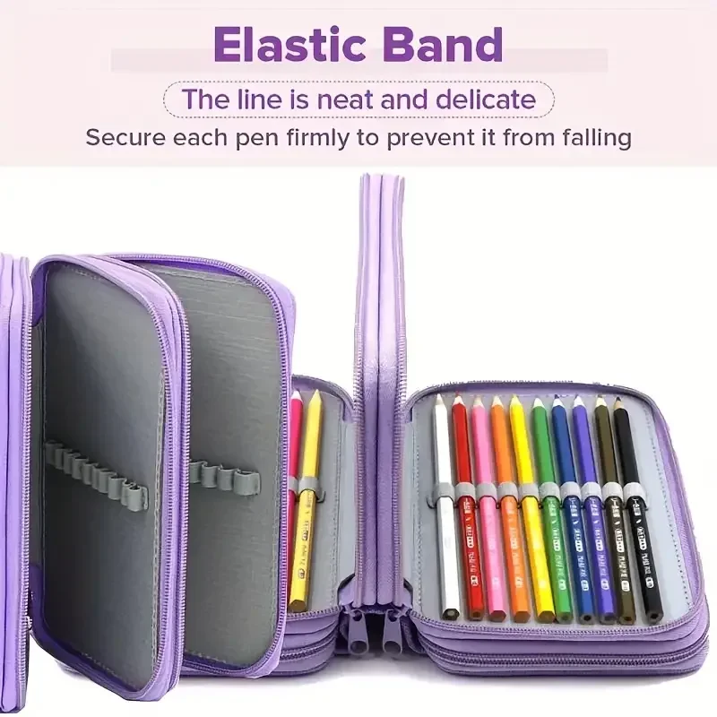 72 Holes 4 Layers Pencil Case Portable Large Capacity Multifunction Pencil Bag with Zipper Pocket Art School Stationery Supplies thumbnail 4