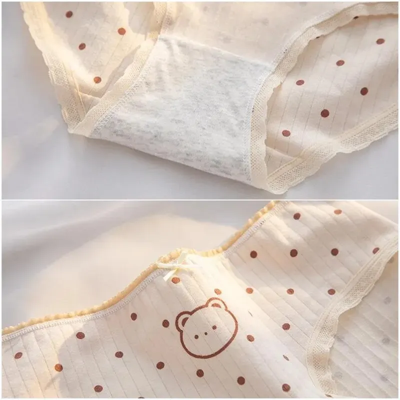 5Pcs/set Cute Cartoon Women's Cotton Underwear Breathable Girls Briefs Bow Lovely Panties Female Mid Waist Intimates Underpants thumbnail 6