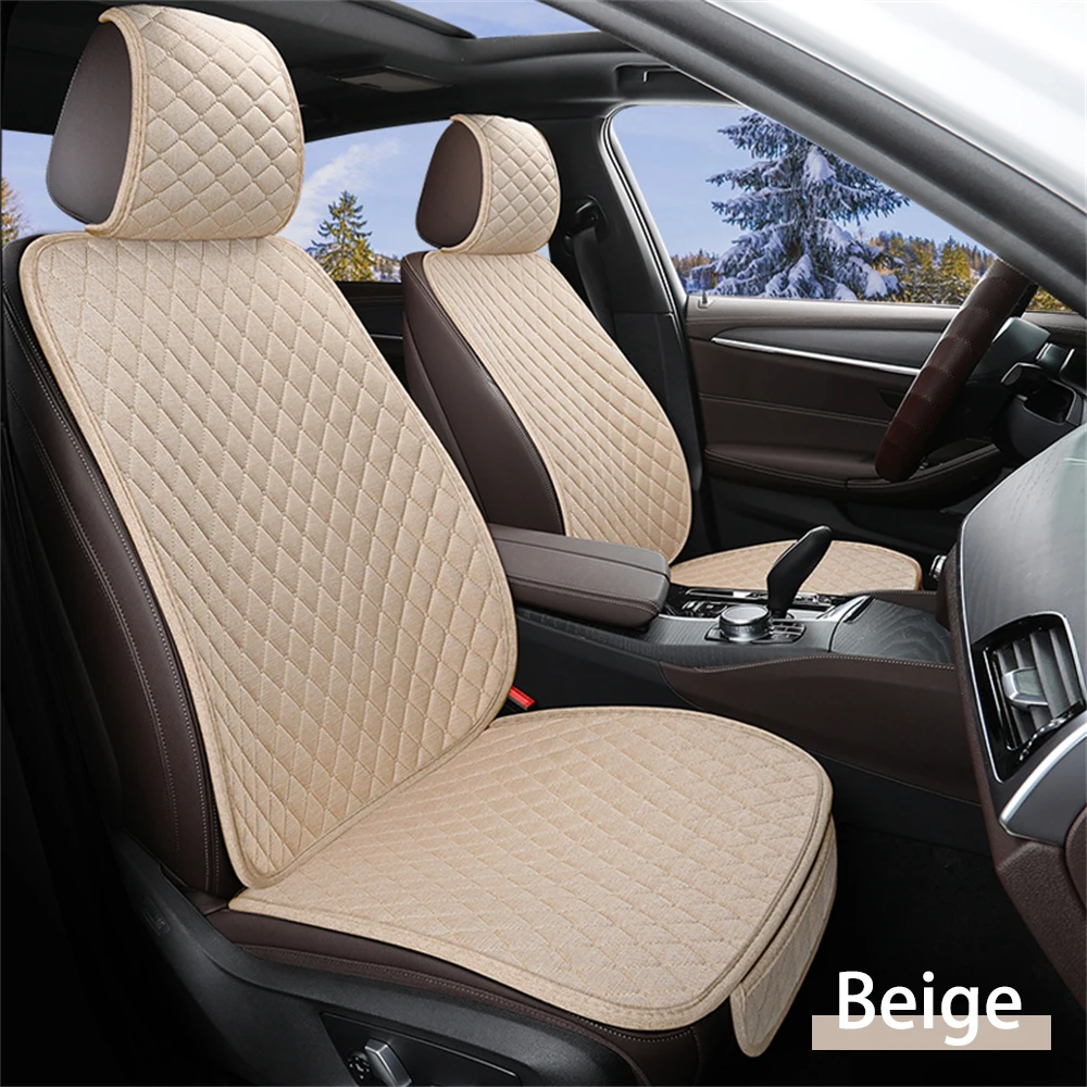 Universal Flax Car Seat Cover Front Rear Cushion Comfortable Breathable Protector Mat Four Season Pad Auto Interior Accessories thumbnail 2