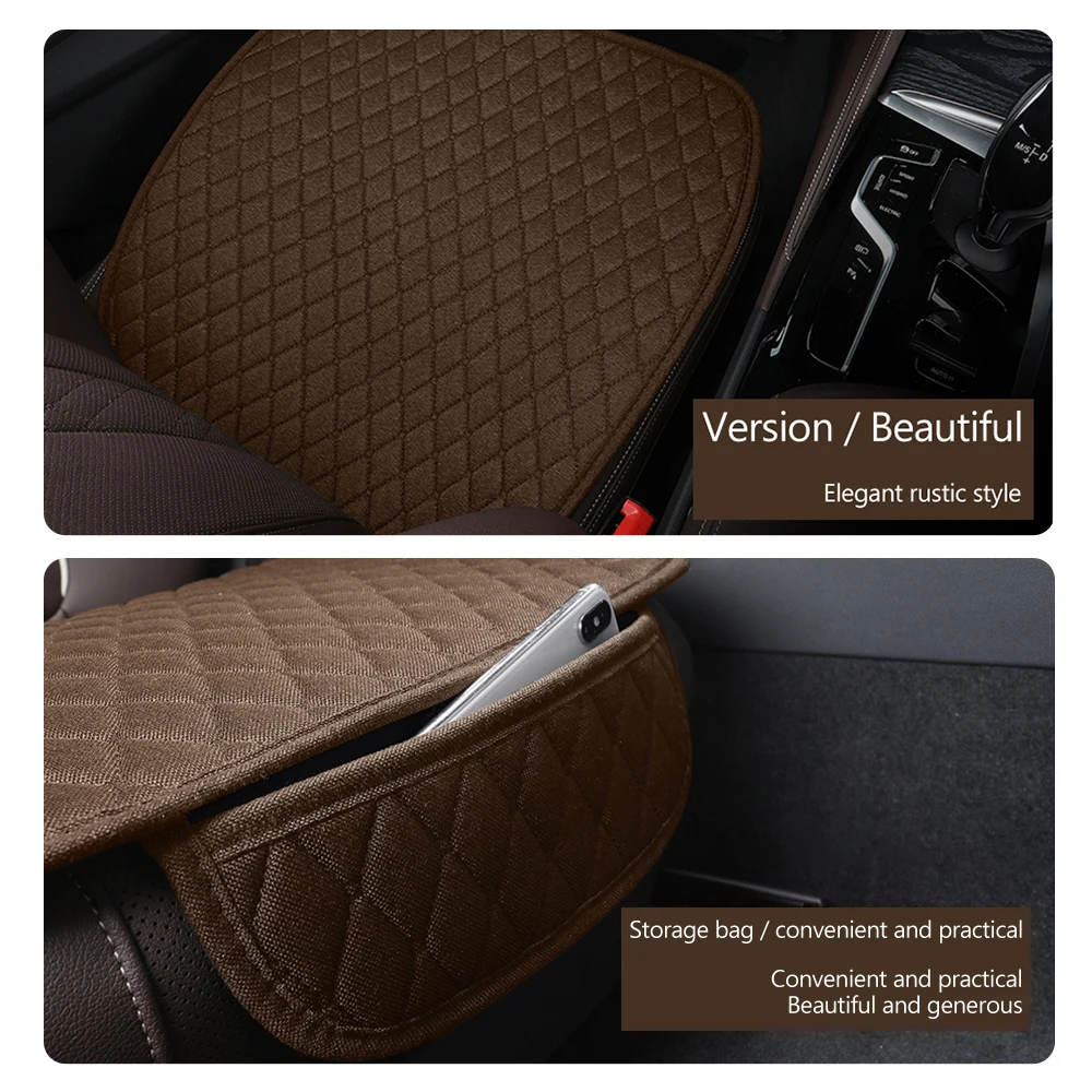 Universal Flax Car Seat Cover Front Rear Cushion Comfortable Breathable Protector Mat Four Season Pad Auto Interior Accessories thumbnail 6