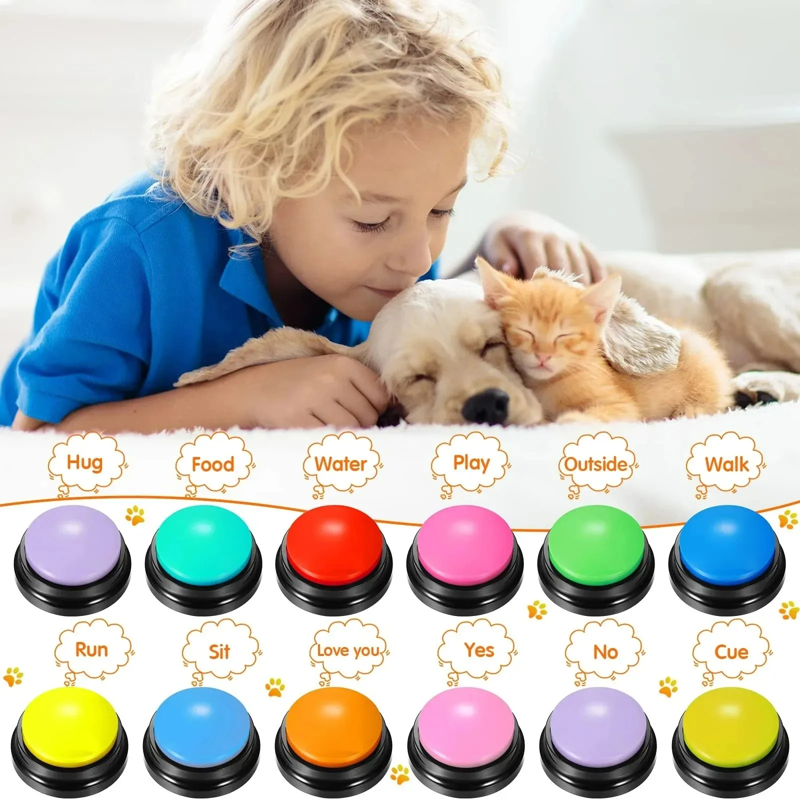Dog Communication Buttons Voice Recording Button for Pet Training Buzzer 30 Second Record Playback Funny Gift for Talking Pet thumbnail 5
