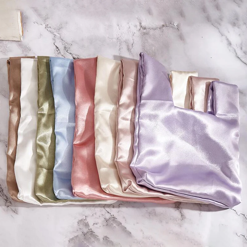Women Wrist Bag Mini Knot Bag Vintage Silky Japanese Style Tote Bag Girl Key Phone Pouch Student Reusable Folding Shopping Bags thumbnail 6