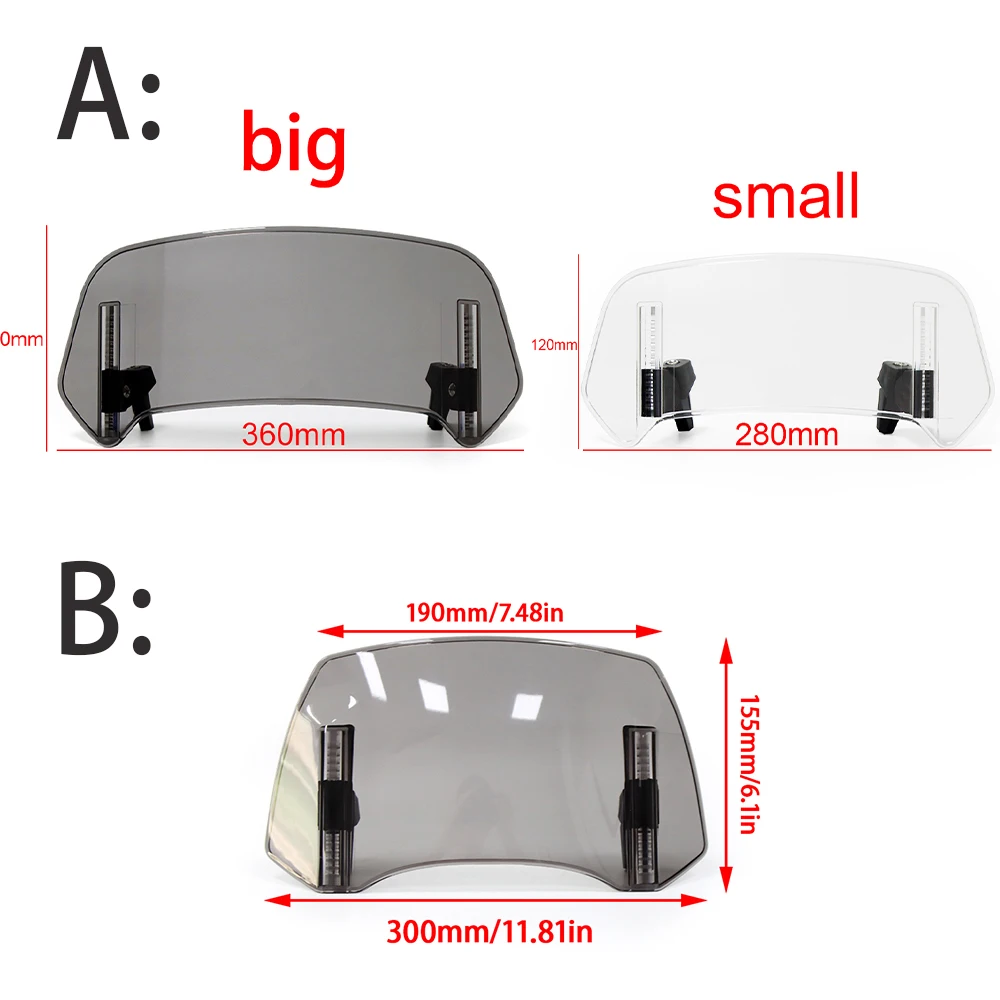 For YAMAHA FZ6/FZ6 600 FZ1 FZ1000 FZ8 FZ1 Motorcycle Windshield Extension Adjustable Spoiler Deflector Windscreen Accessories thumbnail 2