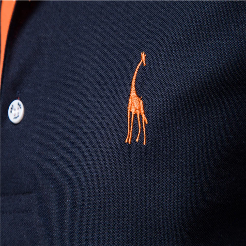 Dropshipping Polo Giraffe Shirt Men Quality Embroidery Summer Short Sleeve Polo Casual Business Social Mens Polos BR Size thumbnail 3