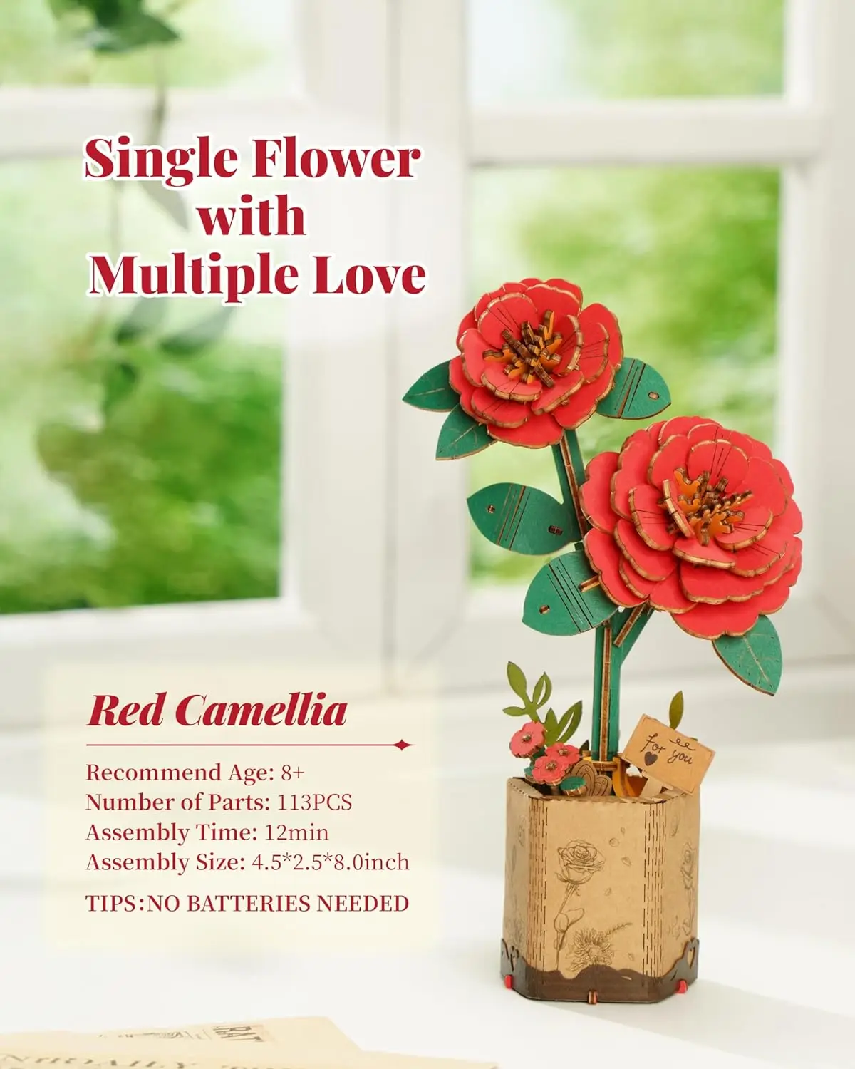 Robotime 3D Wooden Puzzle Flowers Bouquet Wooden Bloom Craft Model Kits Eternal Flowers Romantic Gift for Birthday Mother's Day thumbnail 2