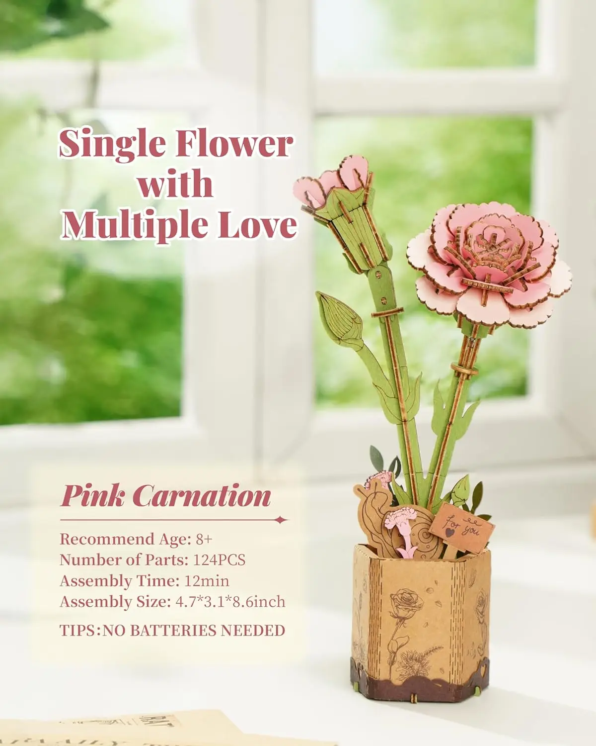 Robotime 3D Wooden Puzzle Flowers Bouquet Wooden Bloom Craft Model Kits Eternal Flowers Romantic Gift for Birthday Mother's Day thumbnail 6