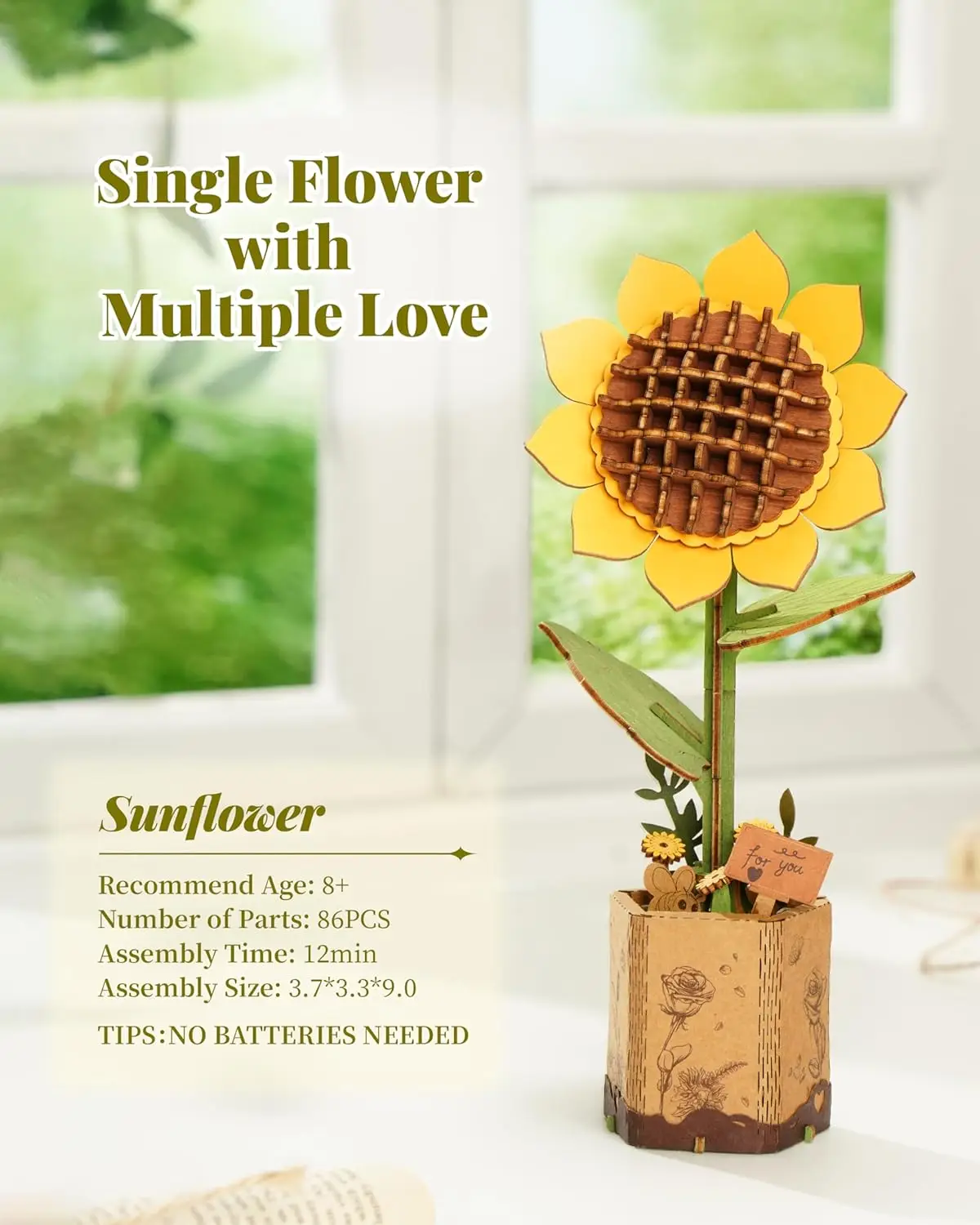 Robotime 3D Wooden Puzzle Flowers Bouquet Wooden Bloom Craft Model Kits Eternal Flowers Romantic Gift for Birthday Mother's Day thumbnail 5