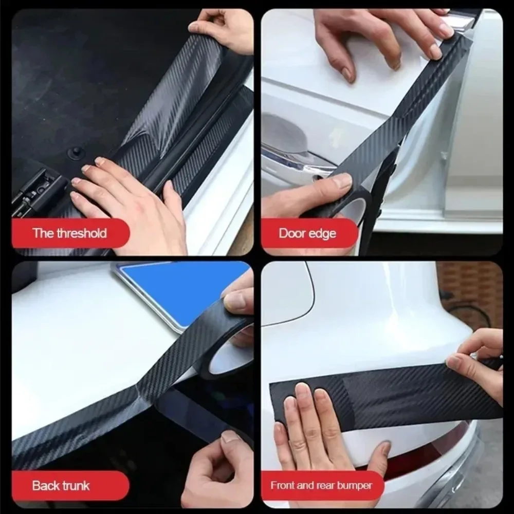 3D Carbon Fiber Sticker Paste Car Threshold Protective Film Anti Scratch Waterproof Matte Black Nano Sticker for Car Body thumbnail 2