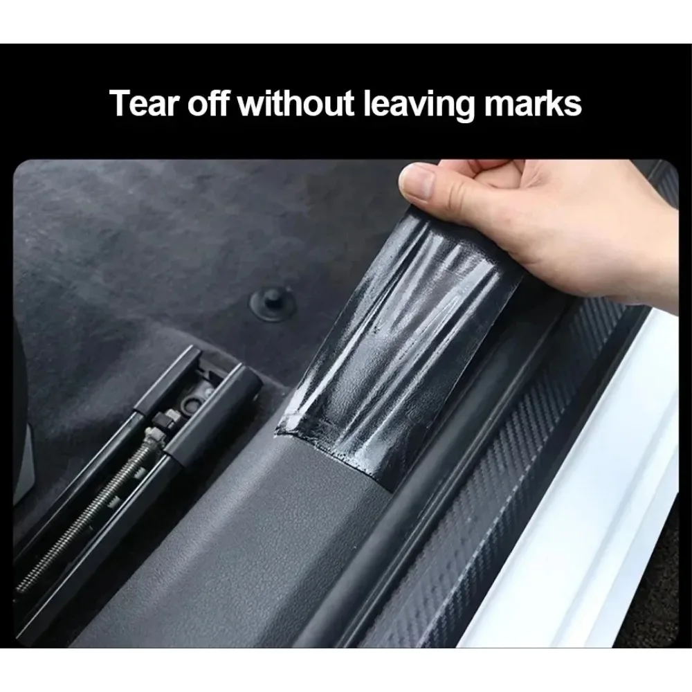 3D Carbon Fiber Sticker Paste Car Threshold Protective Film Anti Scratch Waterproof Matte Black Nano Sticker for Car Body thumbnail 3
