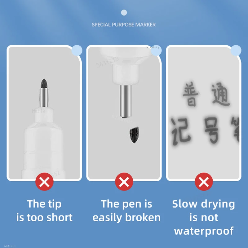 8Pcs/Set Perforating 20mm Deep Hole Long Head Nib Markers For Metal Pen Waterproof Bathroom Woodworking Decoration Multi-Purpose thumbnail 6