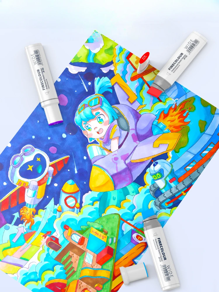 Finecolour 20mm Wide Markers Alcohol Line Sketching Art Markers Pen Drawing School Art Supplies EF105 thumbnail 4