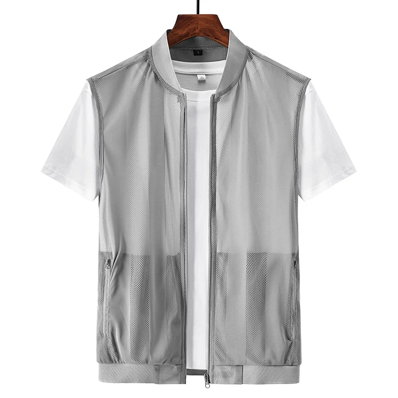 Summer Men Mesh Hollow Waistcoat Breathable Outdoor Sports Coat High-Quality Design Leisure Vest Men thumbnail 5
