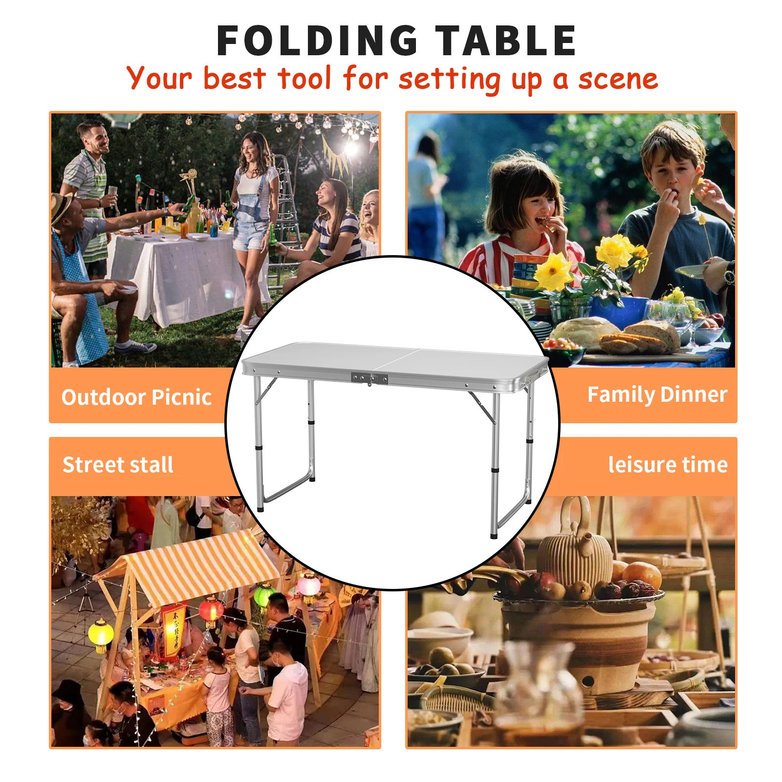 DayPlus Folding Table Heavy Duty Garden Party Picnic Trestle Indoor Outdoor Camping  Catering Camping Picnic BBQ Party Table thumbnail 2