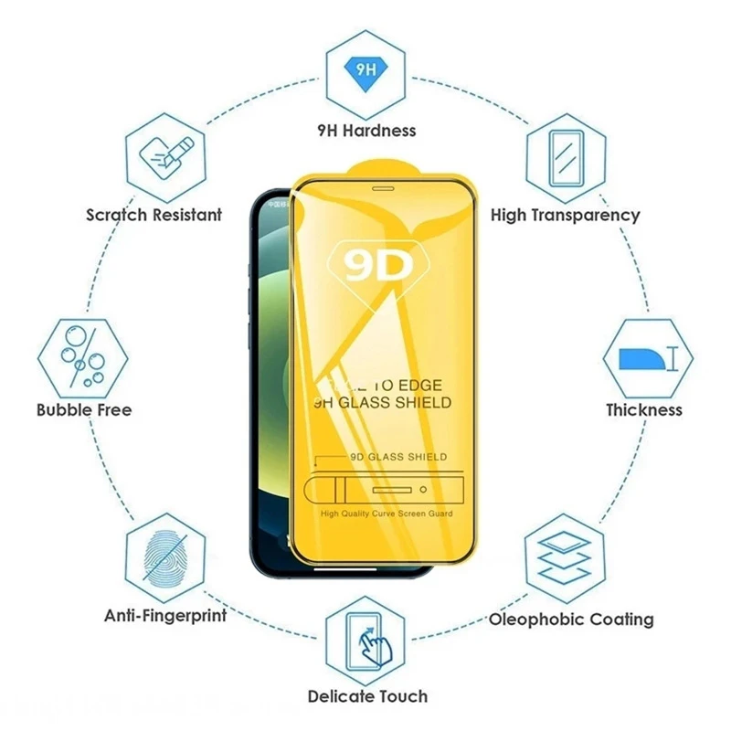 1-4PCS 9D Protective Glass For iPhone 16 15 11 12 13 14 Pro Max 15Plus Screen Protector For iPhone XR X XS MAX Tempered Glass thumbnail 2
