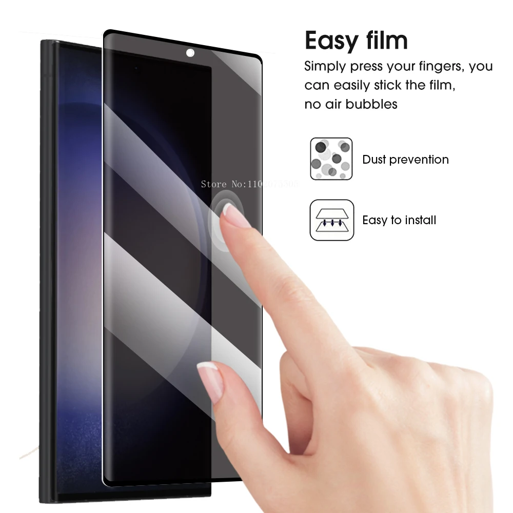 Privacy Screen Protectors for Samsung Galaxy S23 Ultra Plus Anti Glare Tempered Glass 3D Full Cover Film S23 Plus Ultra Glass thumbnail 6