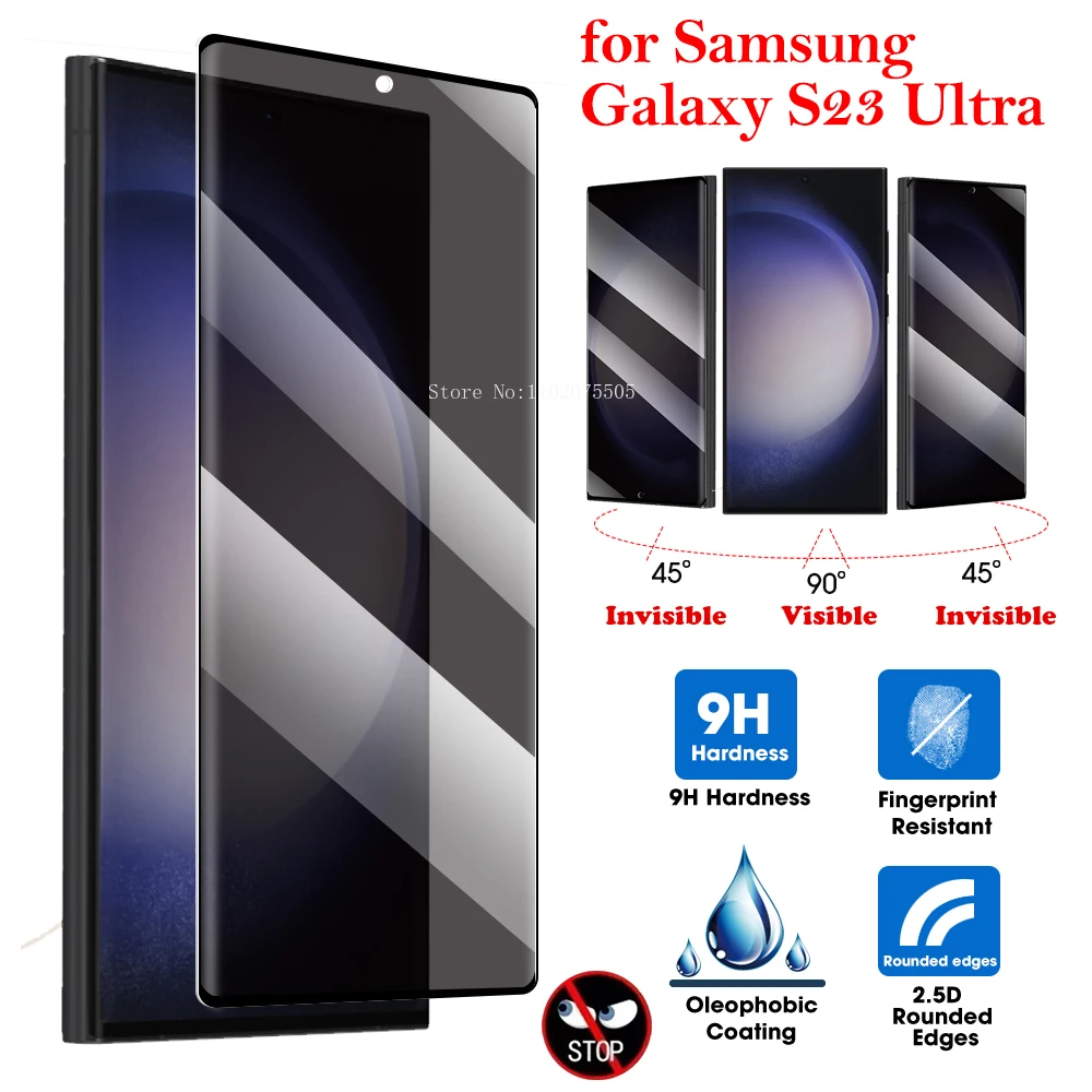 Privacy Screen Protectors for Samsung Galaxy S23 Ultra Plus Anti Glare Tempered Glass 3D Full Cover Film S23 Plus Ultra Glass thumbnail 2