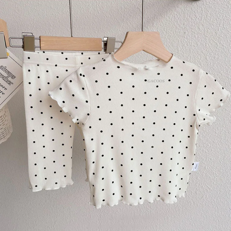 Baby Girl Nightgown Floral Suit Baby Full Printed T-shirts Summer 2pcs Toddler Girls Trendy Short Sleeve Pajamas Set Home Wear thumbnail 4