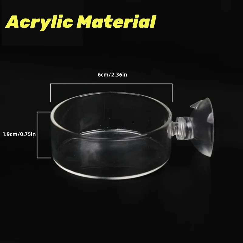 Mini Size Shrimp Feeding Dish Aquarium Fish Tank Reptiles Feeder Bowl with Suction Cup,Acrylic Material thumbnail 6