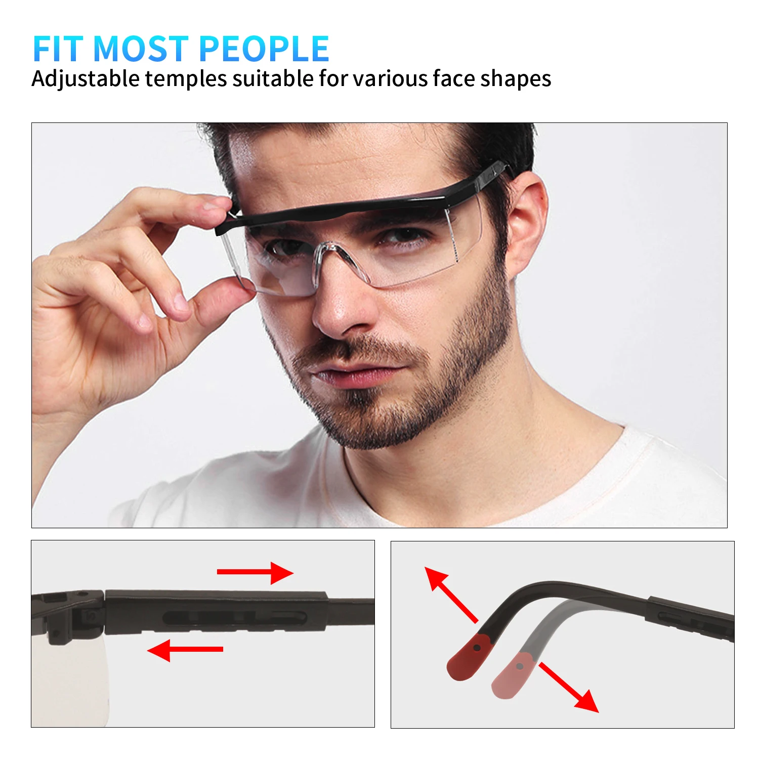 Safety Glasses Dustproof EN166 Ansi Z87 Prescription Goggles Fashion Eyewear Anti Fog Clear Spectacles Rubber Leg Eye Protection thumbnail 4