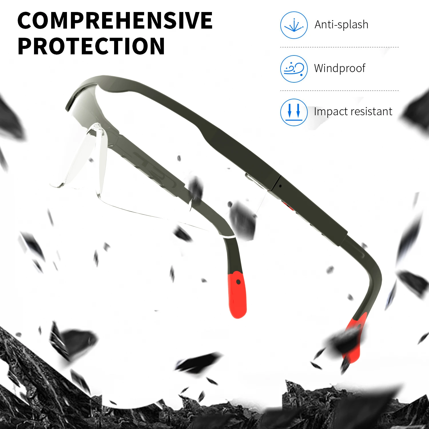 Safety Glasses Dustproof EN166 Ansi Z87 Prescription Goggles Fashion Eyewear Anti Fog Clear Spectacles Rubber Leg Eye Protection thumbnail 6