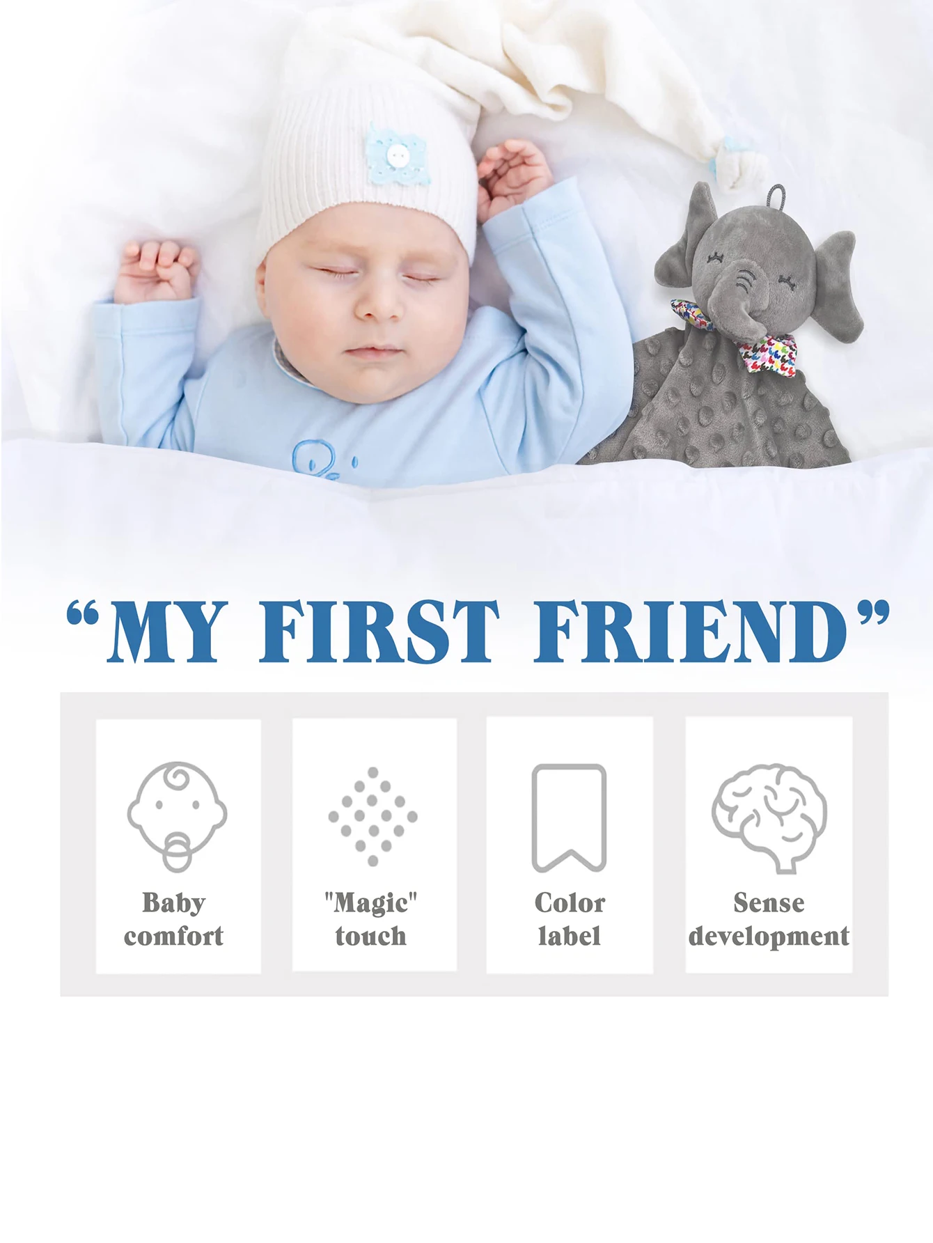 Newborn Baby Plush Stuffed Toys Cute Animal Blanket Comforter Bunny Elephant Soothe Appease Sleeping Towel Baby Gift thumbnail 4