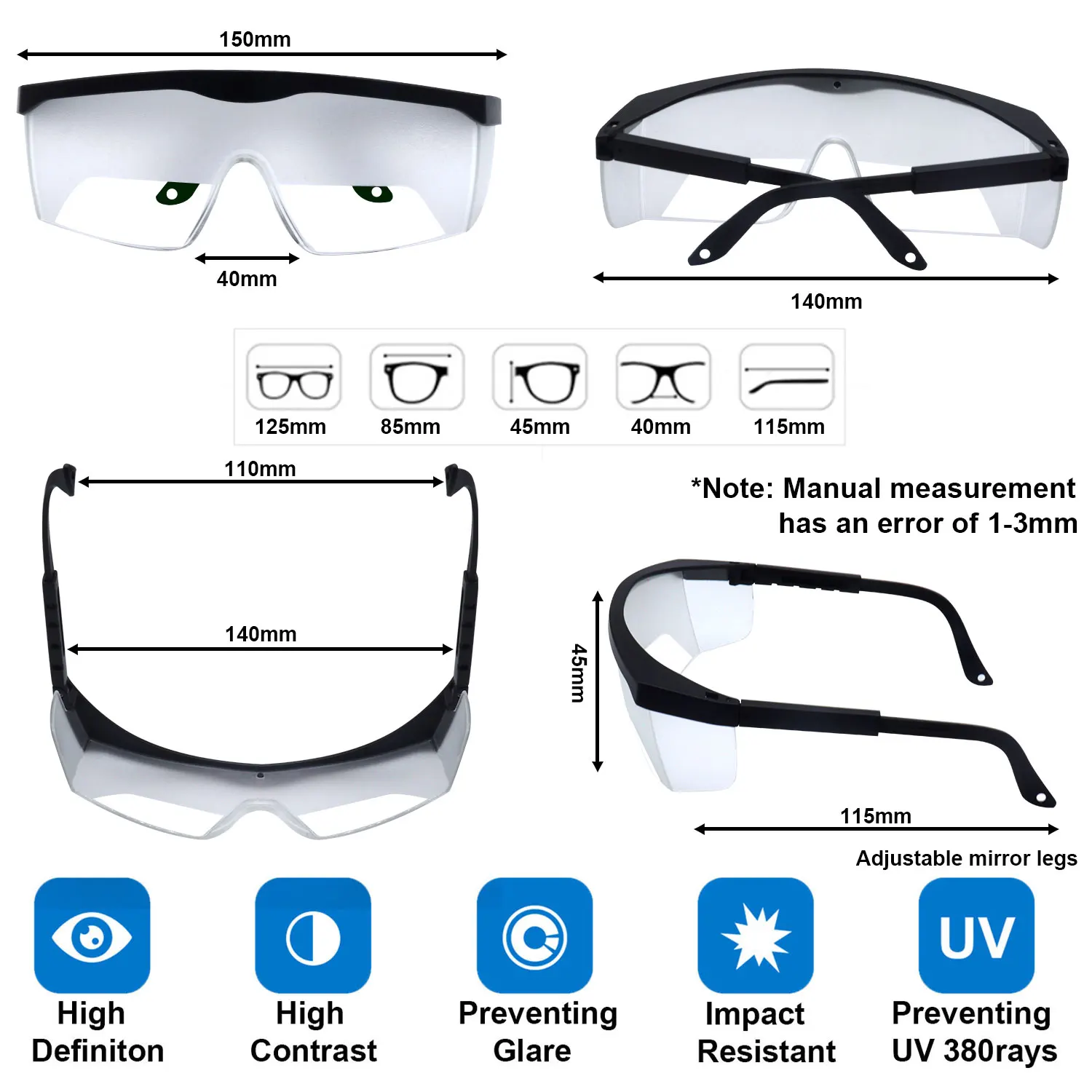 Pilot Safety Glasses View Limiting Fog Cloud Eyewear CE Certified IFR Training Aviation Flight Goggles Frosted Adjustable Frames thumbnail 4