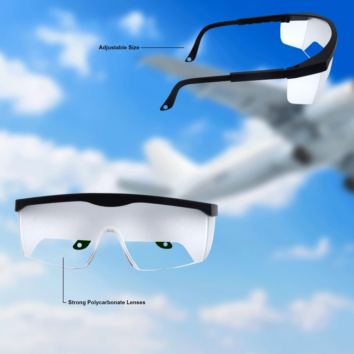Pilot Safety Glasses View Limiting Fog Cloud Eyewear CE Certified IFR Training Aviation Flight Goggles Frosted Adjustable Frames thumbnail 6