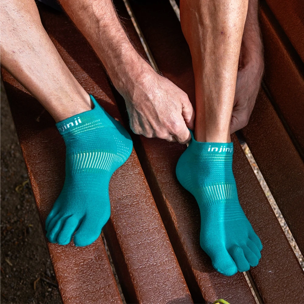 Injinji five-finger socks short tube thin coolmax sweat-absorbent fitness running socks toe socks in spring and summer. thumbnail 6