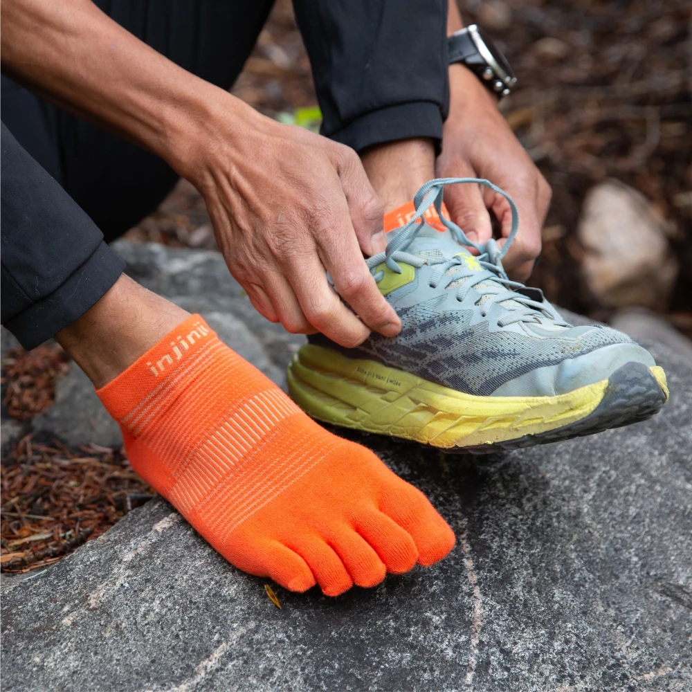 Injinji five-finger socks short tube thin coolmax sweat-absorbent fitness running socks toe socks in spring and summer. thumbnail 4