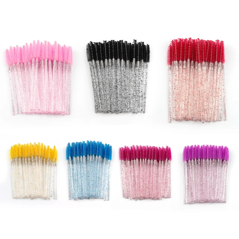 New 5/25/50Pcs Wholesale Crystal Eyelashes Brush Applicator Eyelash Brushes Plastic Mascara Wand Lashes Extension Makeup Beauty thumbnail 2