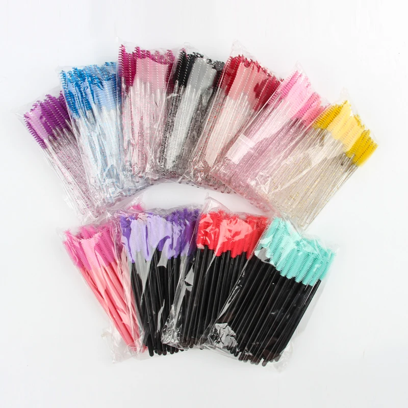 New 5/25/50Pcs Wholesale Crystal Eyelashes Brush Applicator Eyelash Brushes Plastic Mascara Wand Lashes Extension Makeup Beauty thumbnail 4