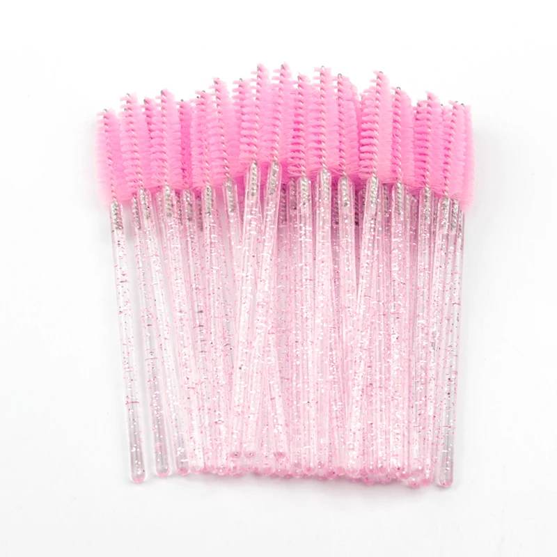 New 5/25/50Pcs Wholesale Crystal Eyelashes Brush Applicator Eyelash Brushes Plastic Mascara Wand Lashes Extension Makeup Beauty