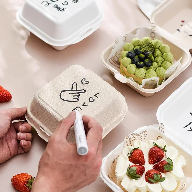 10/20pcs Disposable Bento Food Containers Biodegradable Baking Dessert Cake Bowl Burger Snack Boxes Microwavable Office Lunchbox thumbnail 2