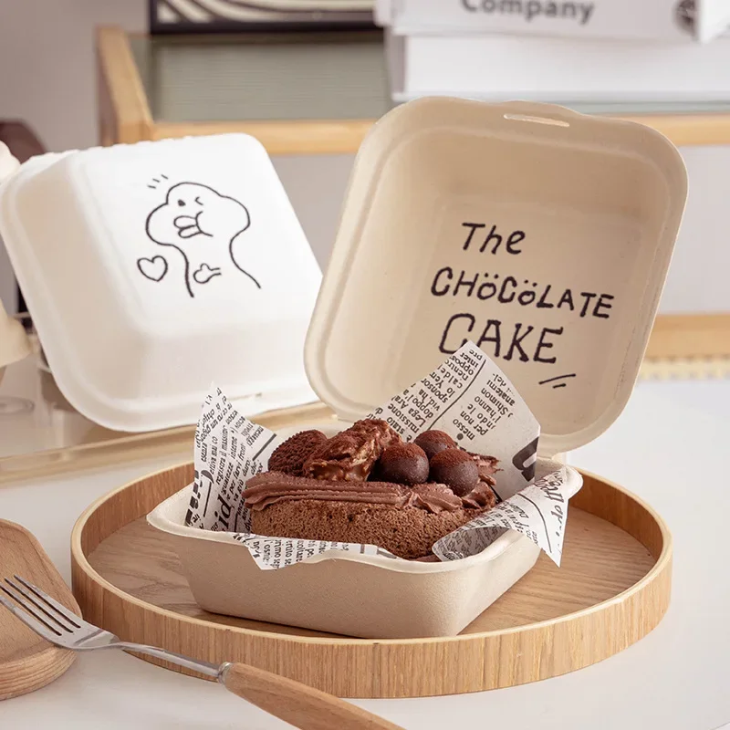10/20pcs Disposable Bento Food Containers Biodegradable Baking Dessert Cake Bowl Burger Snack Boxes Microwavable Office Lunchbox thumbnail 5