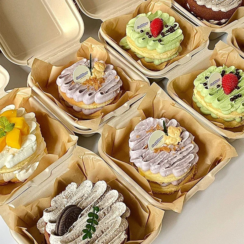 10/20pcs Disposable Bento Food Containers Biodegradable Baking Dessert Cake Bowl Burger Snack Boxes Microwavable Office Lunchbox thumbnail 4