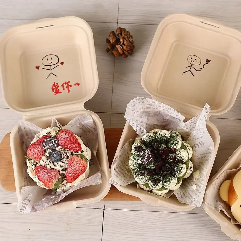10/20pcs Disposable Bento Food Containers Biodegradable Baking Dessert Cake Bowl Burger Snack Boxes Microwavable Office Lunchbox thumbnail 3