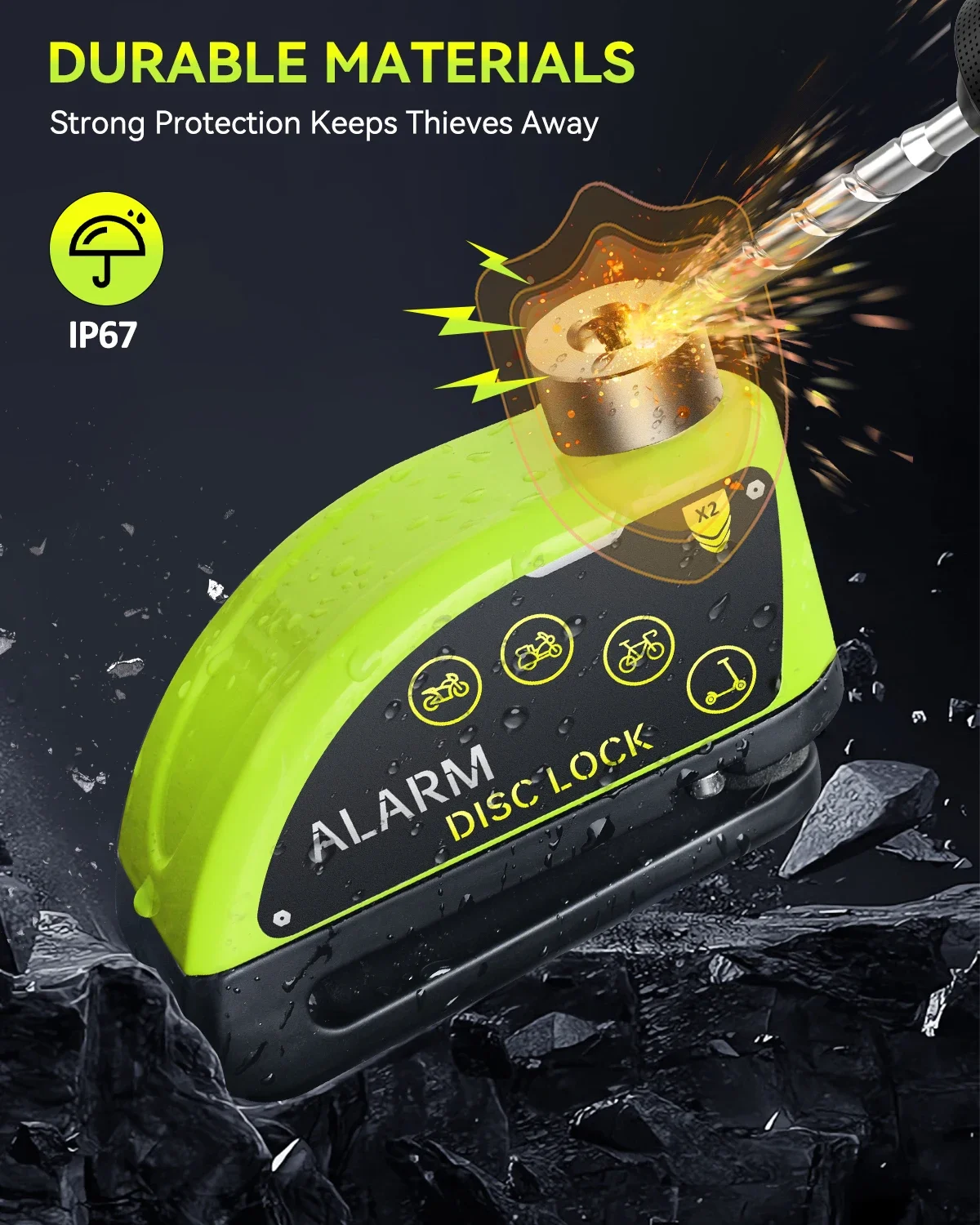 Extractme Motorcycle Alarm Disc Brake Lock Security Moto Wheel Disk Padlock Waterproof 110dB Loud Anti Theft Alarma Motocicleta thumbnail 5