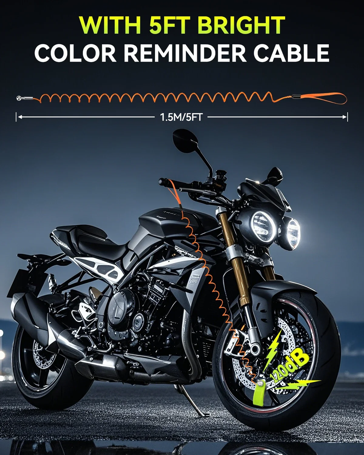 Extractme Motorcycle Alarm Disc Brake Lock Security Moto Wheel Disk Padlock Waterproof 110dB Loud Anti Theft Alarma Motocicleta thumbnail 3