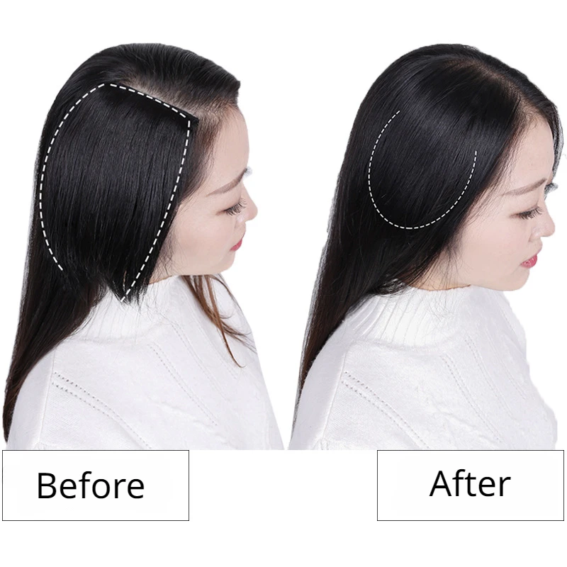 Real Human Hair Seamless Top Invisibility Hairpiece Thickened Root Pad Fluffy Cushion Wigs Piece Wig Hair Extensions for Woman thumbnail 5