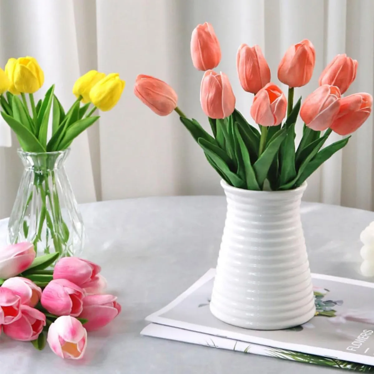 10Pcs Artificial Flower Realistic Touch Tulip Scrapbooking Vase Home Decor Wedding Garden Arch Garland  Mother's Day Bouquet diy thumbnail 4