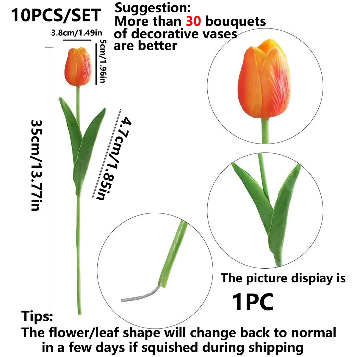 10Pcs Artificial Flower Realistic Touch Tulip Scrapbooking Vase Home Decor Wedding Garden Arch Garland  Mother's Day Bouquet diy thumbnail 5