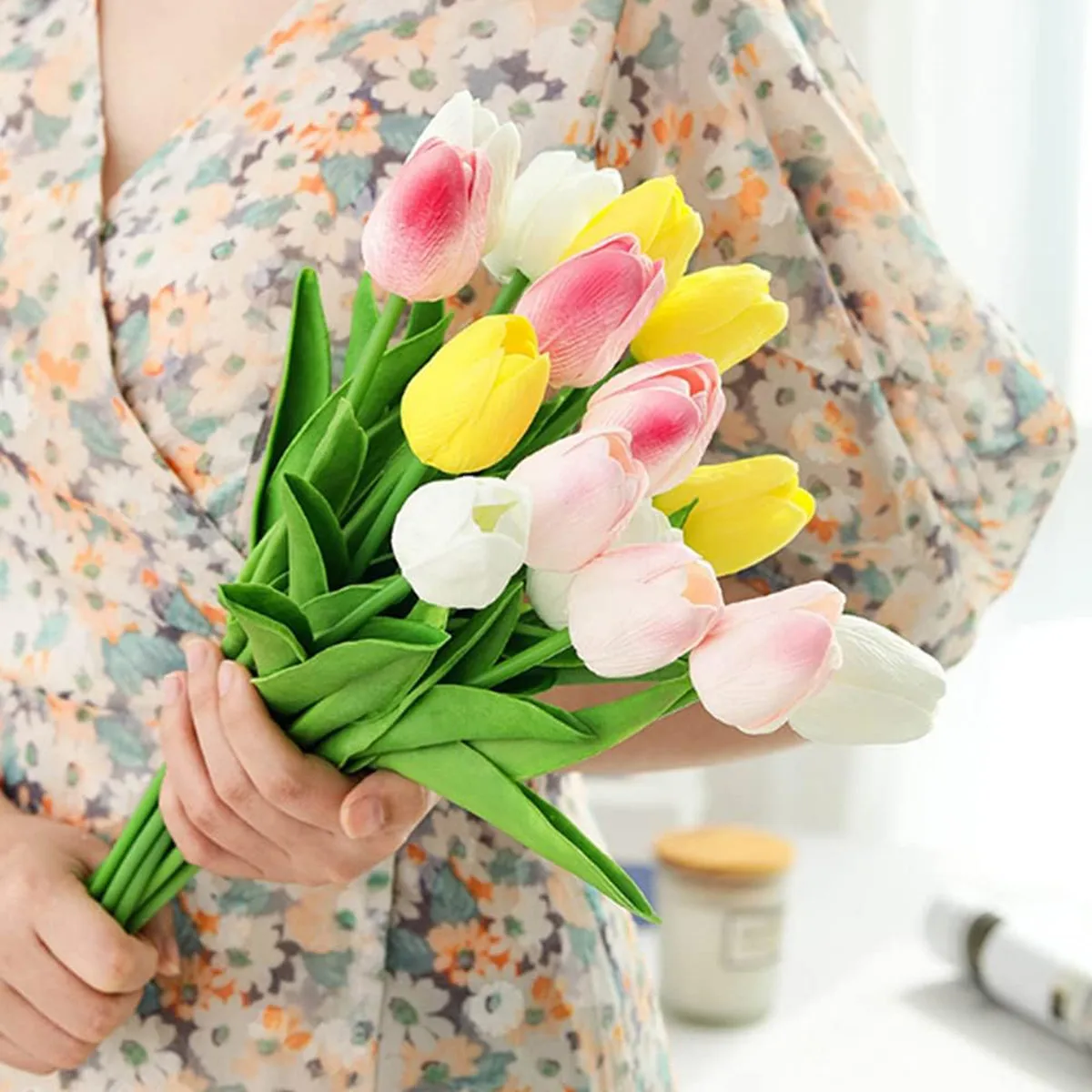 10Pcs Artificial Flower Realistic Touch Tulip Scrapbooking Vase Home Decor Wedding Garden Arch Garland  Mother's Day Bouquet diy thumbnail 2
