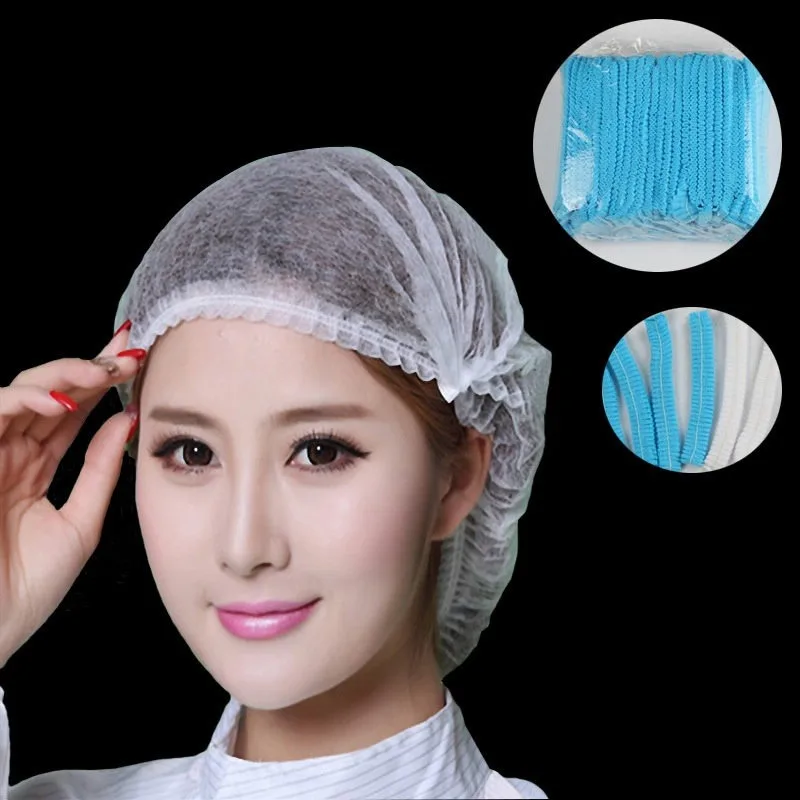 100pcs/Pack Disposable Hair Head Covers Net Bouffant Dustproof Anti Dust Caps Breathable Shower Bathing Hats Kitchen thumbnail 2