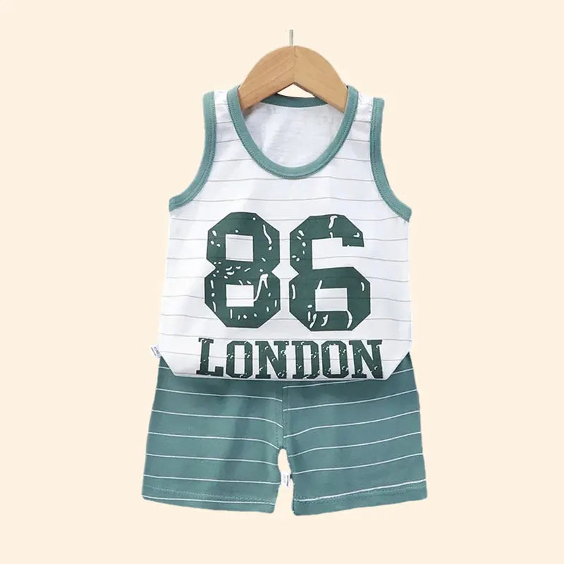 Children Sets Kids Clothes Boys Girls Vest Suit  Summer Children's Clothing baby Cotton T-Shirts Shorts Tank Top Sleeveless thumbnail 3