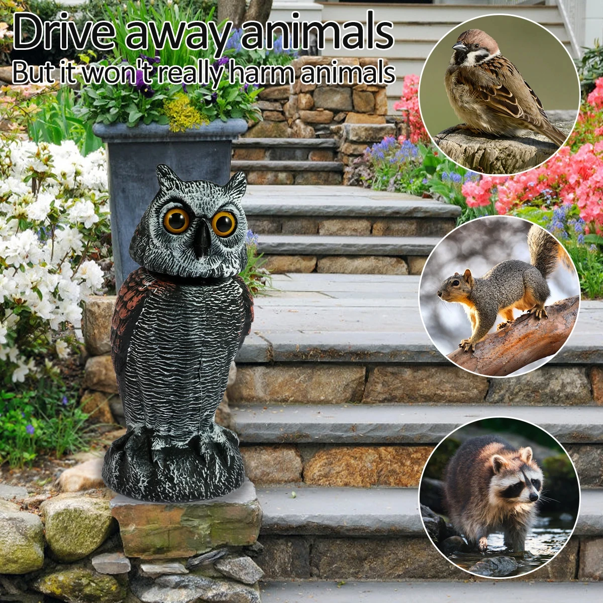 Lifelike Owl Decoy For Bird Scaring Pest Control Realistic Scarecrow For Garden And Yard Protection thumbnail 6