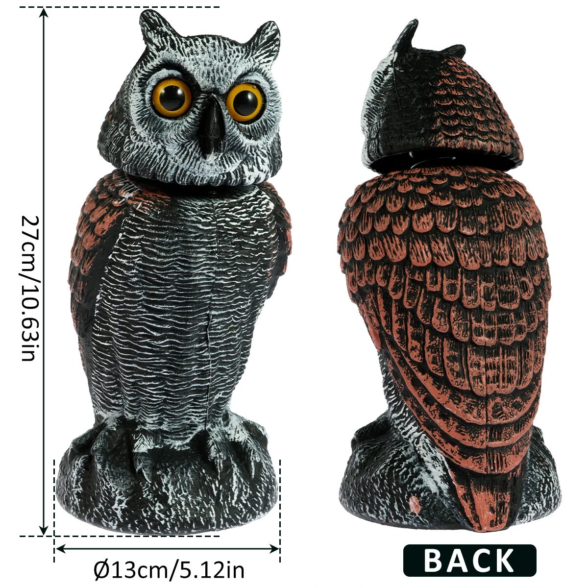 Lifelike Owl Decoy For Bird Scaring Pest Control Realistic Scarecrow For Garden And Yard Protection thumbnail 2
