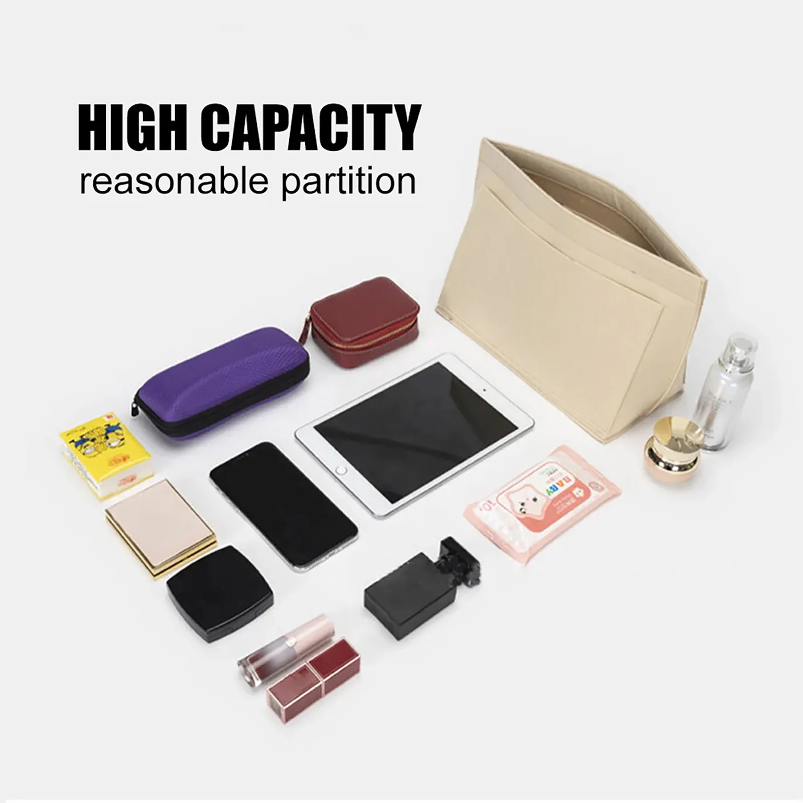 Felt Insert Bag Fits For Longchamp Handbag Liner Bag Felt Cloth Makeup Bag Support Travel Portable Insert Purse Organizer thumbnail 5