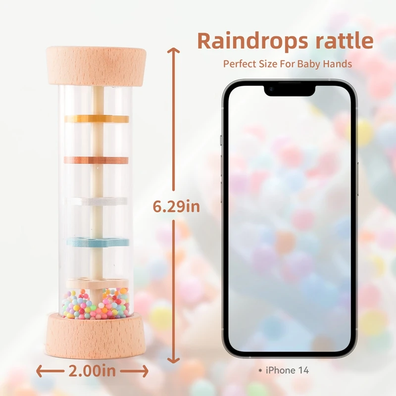 Montessori Baby Rain Stick Rainbow Hourglass Rain Music Rattle Baby Educational Toy Colorful Montessori Sensory Toys for Kids thumbnail 2
